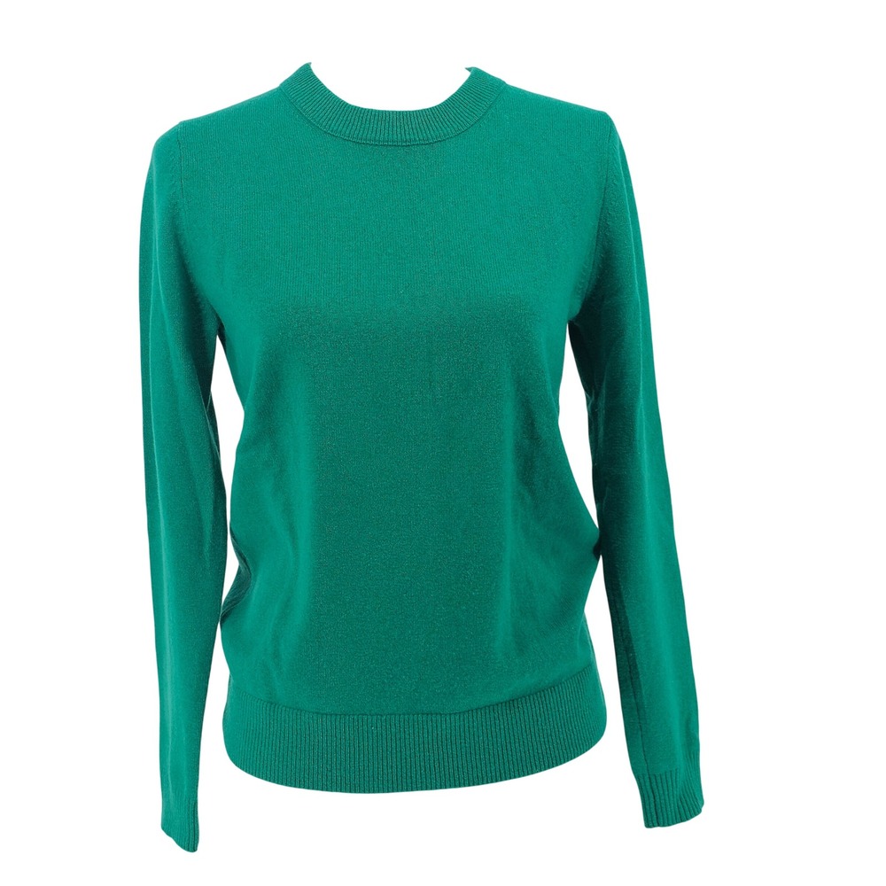 Jennie Liu Cashmere Sweater Small Green Quiet Luxury Crewneck Classic Preppy